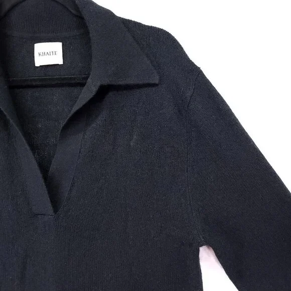 KHAITE Jo Cashmere Longline Sweater Size Small Black Designer Minimalist Tunic